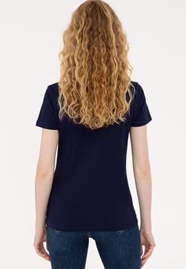 Kadın Lacivert Basic Polo Yaka Tişört - 50239598014