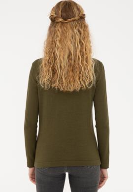 Kadın Haki Basic Triko Hırka - 50224702061