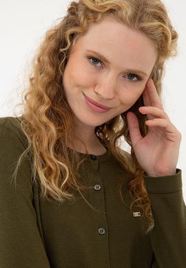 Kadın Haki Basic Triko Hırka - 50224702061