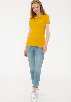 Kadın Sarı Basic Polo Yaka Tişört - 50234714176