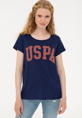 Kadın Lacivert Bisiklet Yaka Tişört - 50238124008