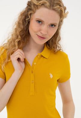 Kadın Sarı Basic Polo Yaka Tişört - 50234714176