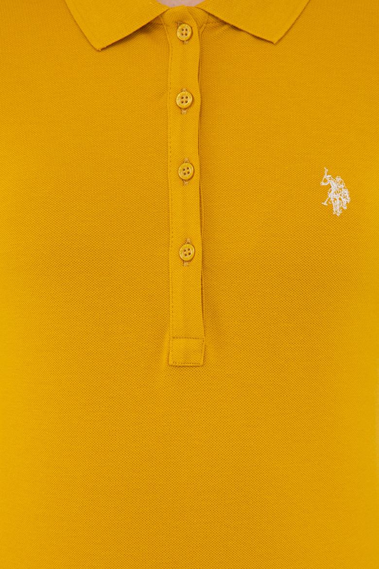 Kadın Sarı Basic Polo Yaka Tişört - 50234714176