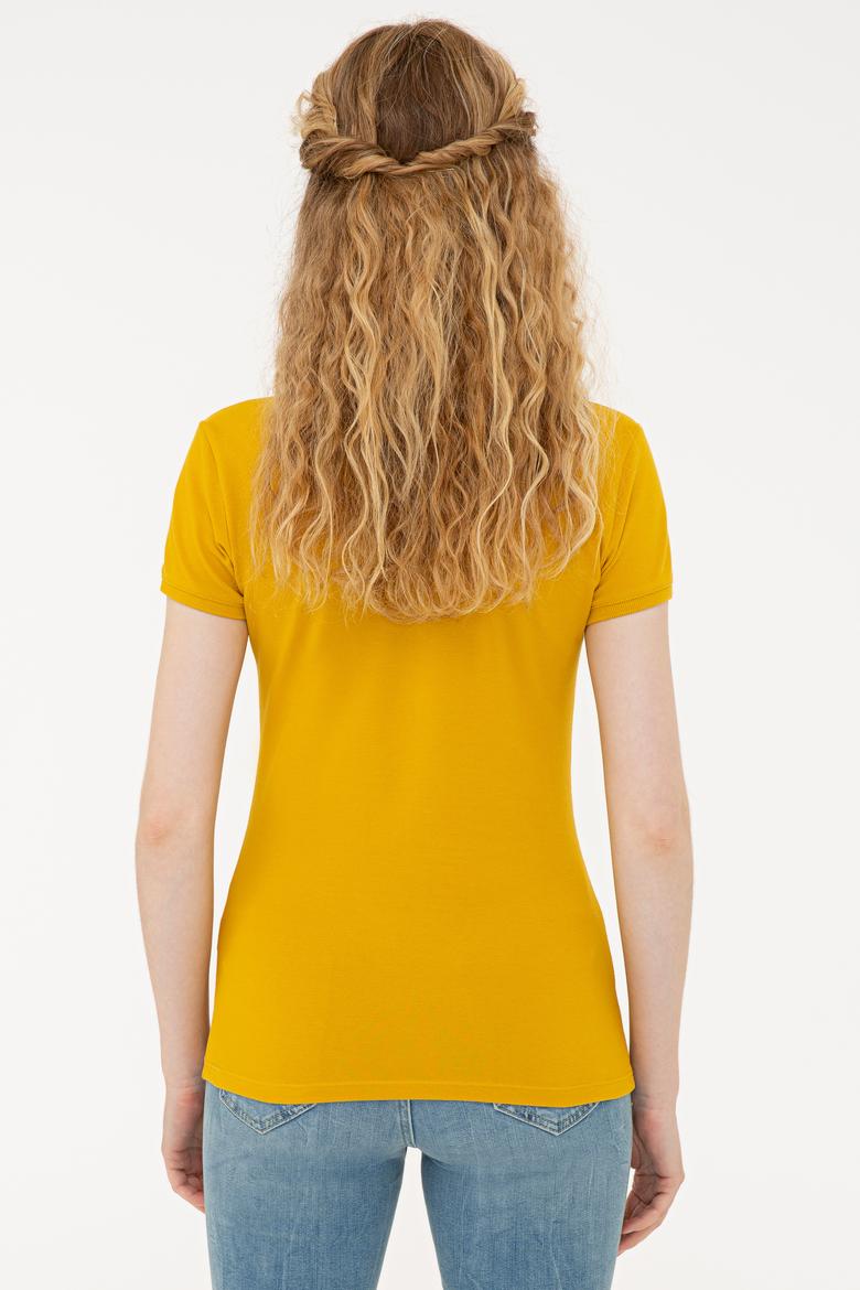 Kadın Sarı Basic Polo Yaka Tişört - 50234714176