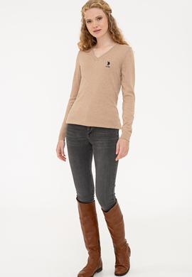 Kadın Camel Melanj Basic Kazak - 50224709070