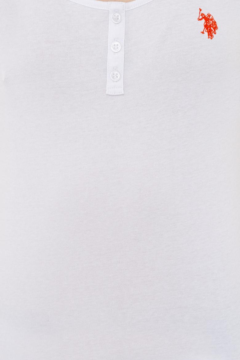 Kadın Beyaz Derin Bisiklet Yaka T-Shirt Basic - 50234724009