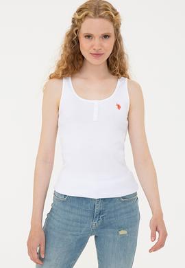 Kadın Beyaz Derin Bisiklet Yaka T-Shirt Basic - 50234724009