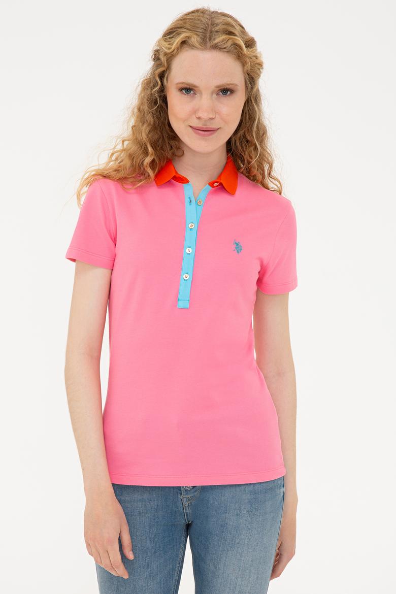 Kadın Pembe Basic Polo Yaka Tişört