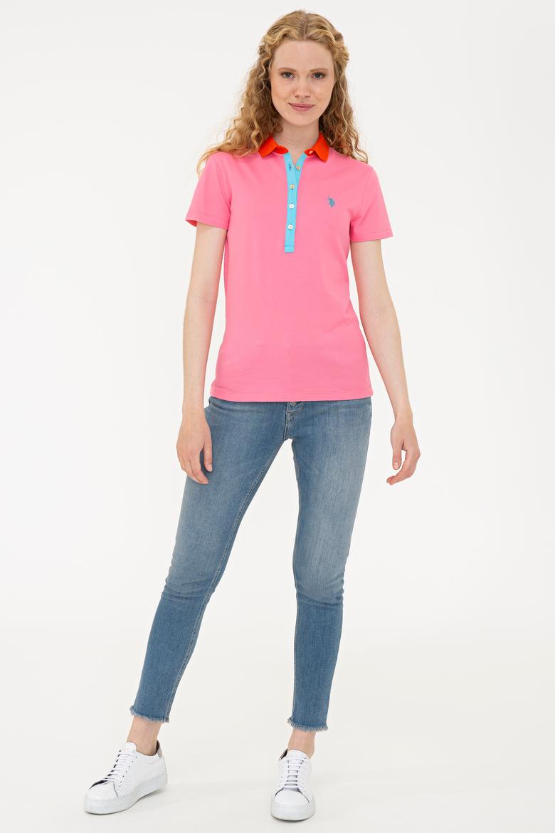 Kadın Pembe Basic Polo Yaka Tişört - 50239598029