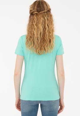 Kadın Mint Basic Polo Yaka Tişört - 50239598064