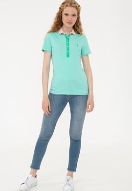 Kadın Mint Basic Polo Yaka Tişört - 50239598064