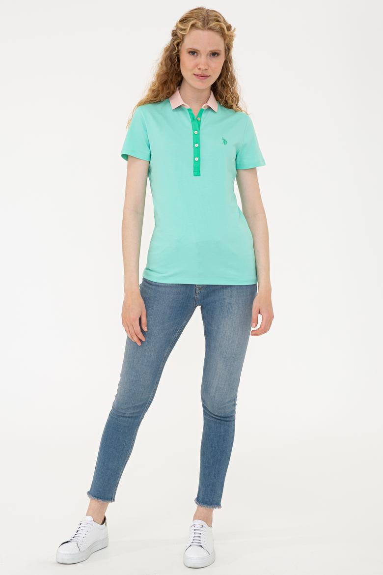 Kadın Mint Basic Polo Yaka Tişört - 50239598064