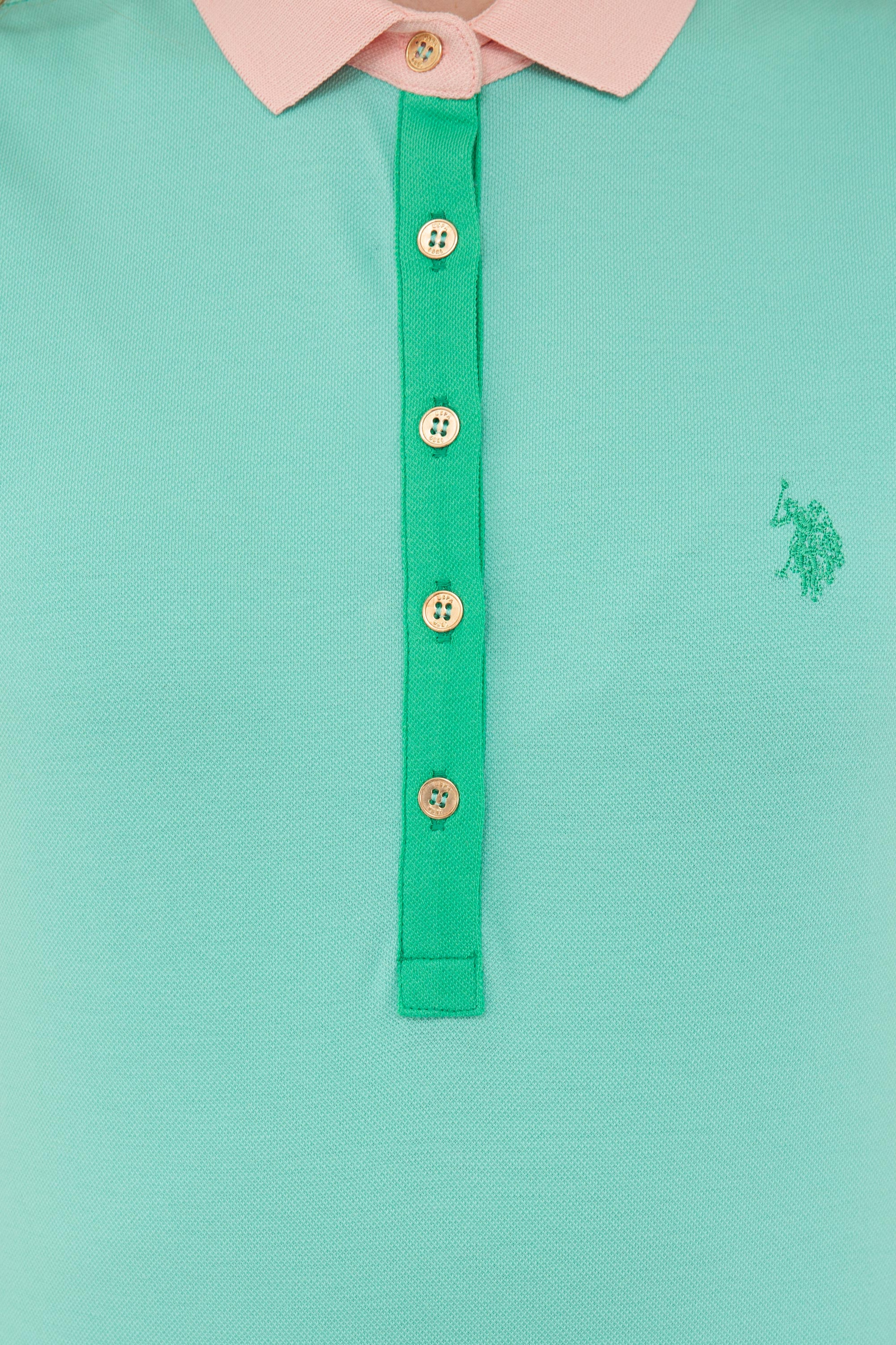Kadın Mint Basic Polo Yaka Tişört