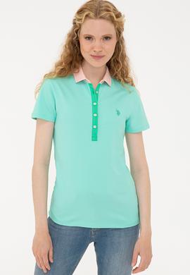 Kadın Mint Basic Polo Yaka Tişört - 50239598064