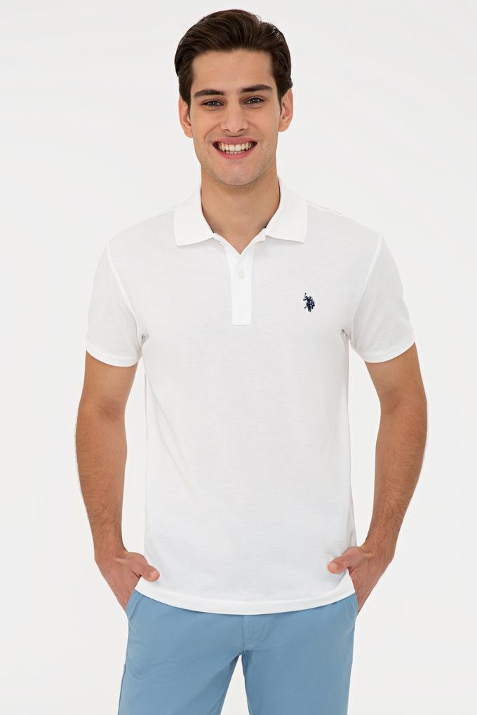 Erkek Ekru Polo Yaka Basic T-Shirt