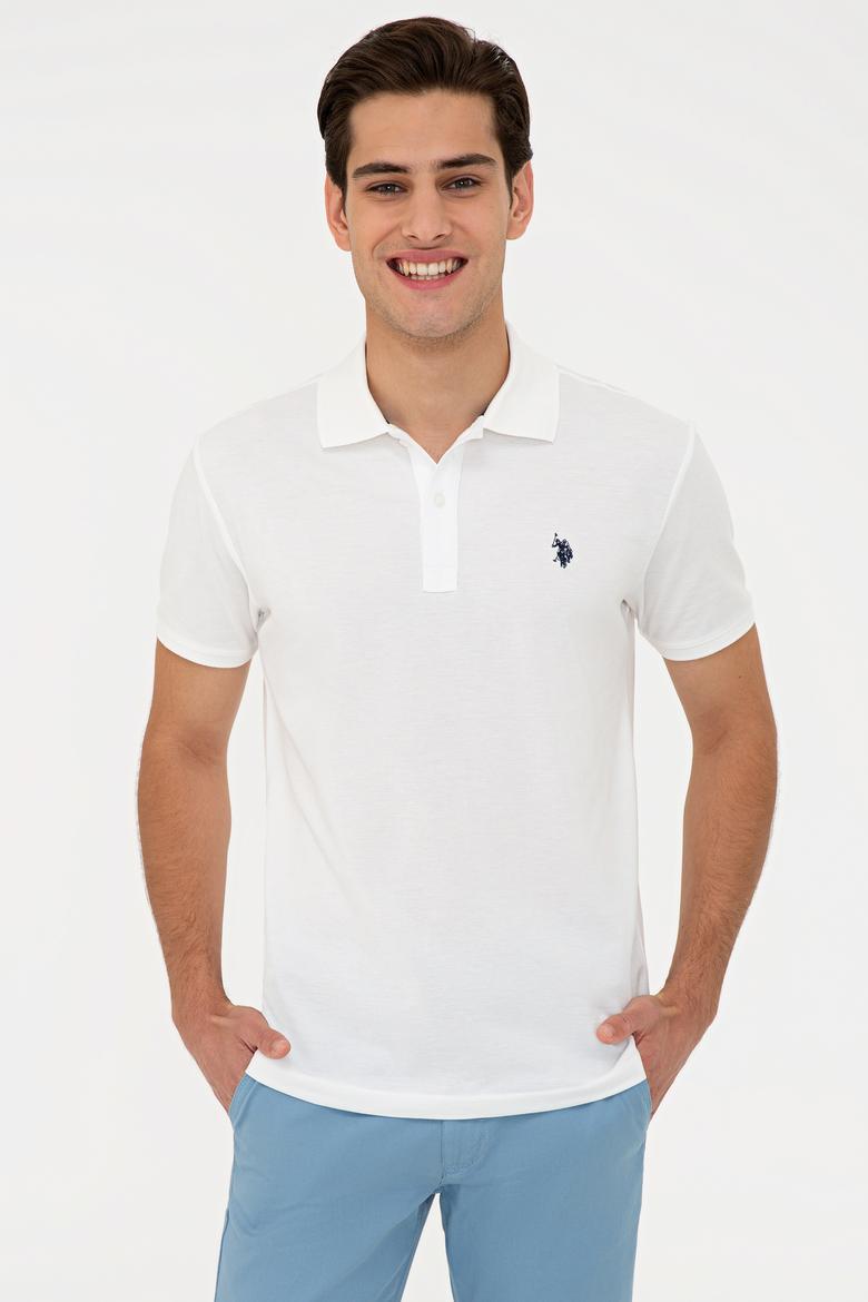 Erkek Ekru Polo Yaka Basic T-Shirt