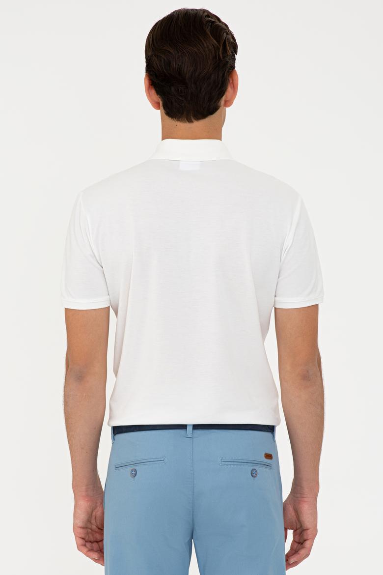 Erkek Ekru Polo Yaka Basic T-Shirt - 50232303143