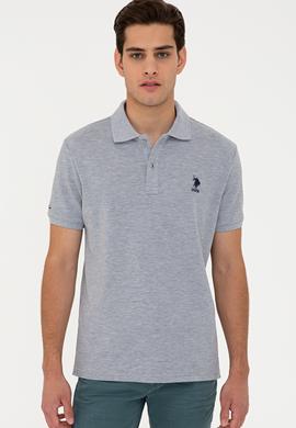 Erkek Gri Melanj Polo Yaka Basic T-Shirt - 50232308060
