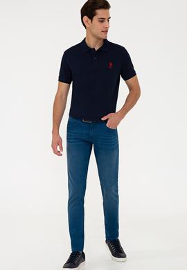Erkek Koyu Lacivert Polo Yaka Basic T-Shirt - 50232308264