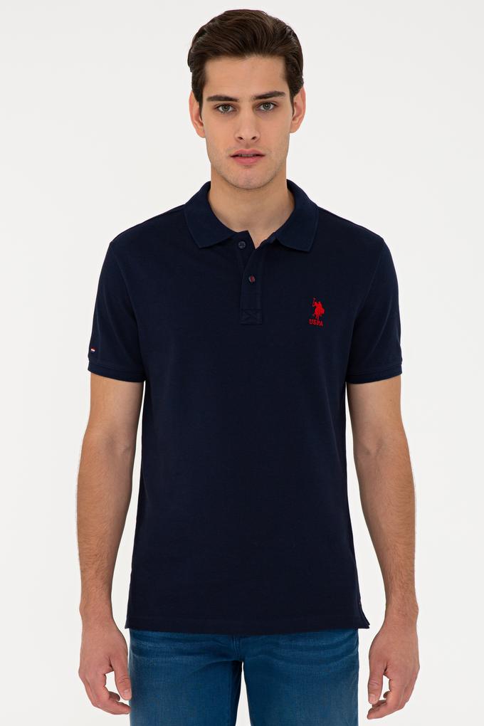 Erkek Koyu Lacivert Polo Yaka Basic T-Shirt