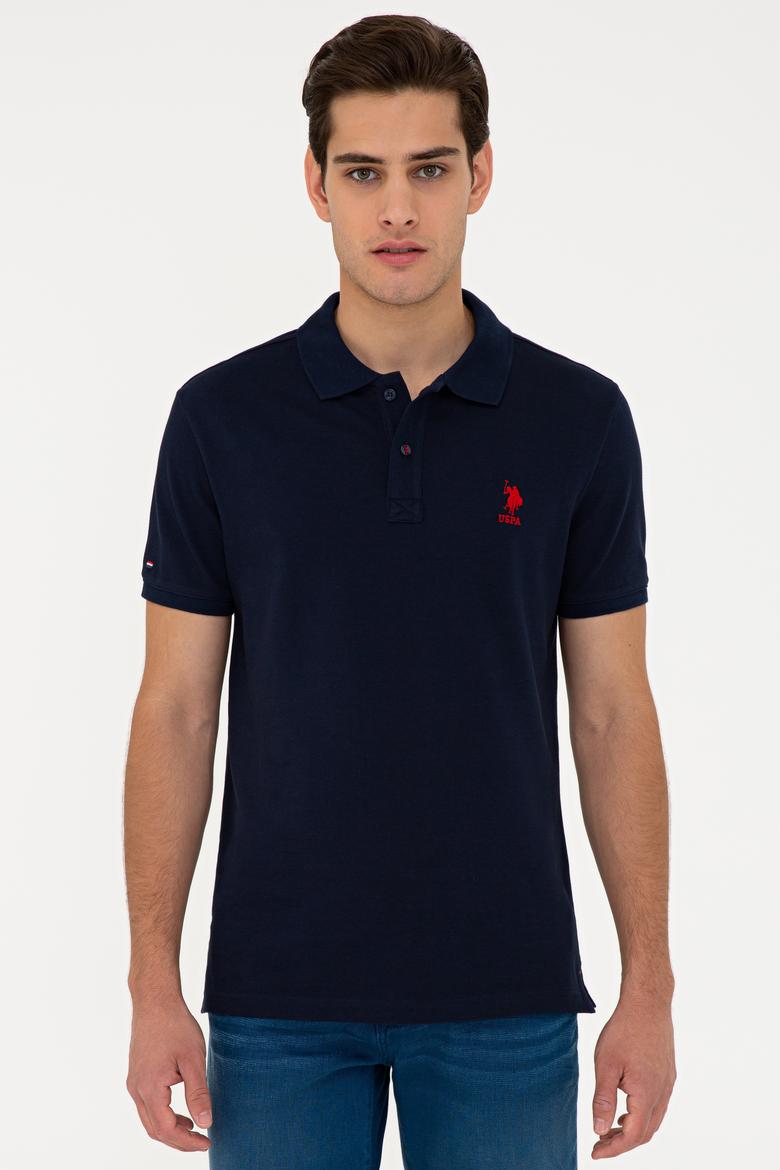 Erkek Koyu Lacivert Polo Yaka Basic T-Shirt