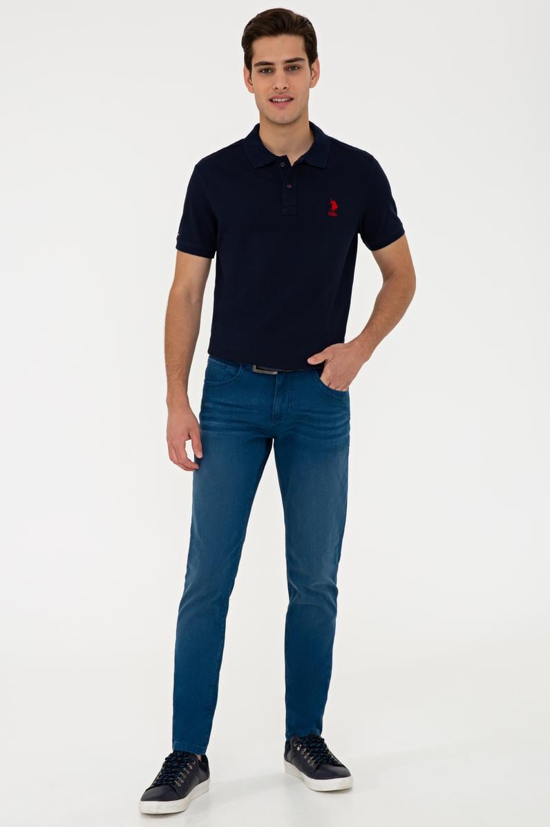 Erkek İndigo Denim Pantolon