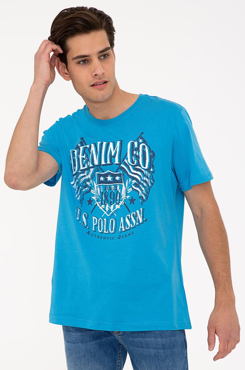 Erkek Kobalt Bisiklet Yaka Tişört