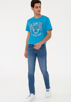 Erkek Kobalt Bisiklet Yaka Tişört - 50234973013