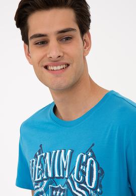 Erkek Kobalt Bisiklet Yaka Tişört - 50234973013