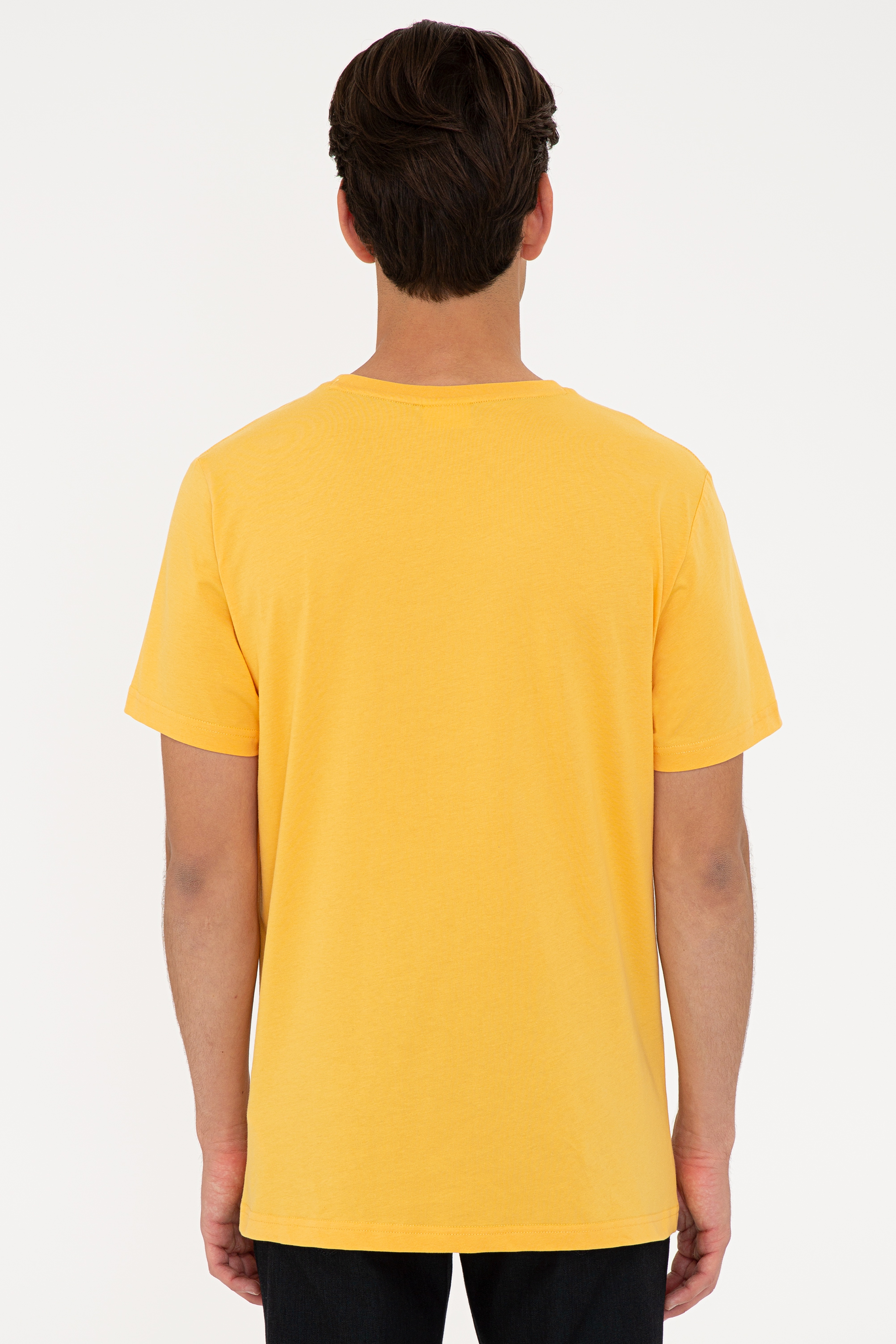 Erkek Sarı Bisiklet Yaka T-Shirt
