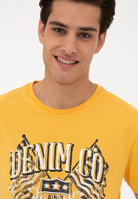 Erkek Sarı Bisiklet Yaka T-Shirt - 50234973024