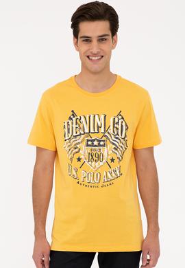 Erkek Sarı Bisiklet Yaka T-Shirt - 50234973024