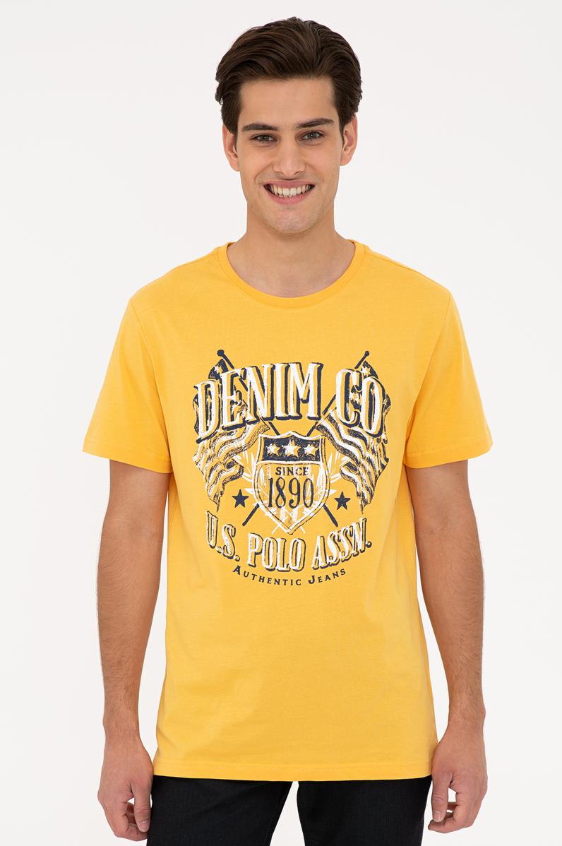 Erkek Sarı Bisiklet Yaka T-Shirt