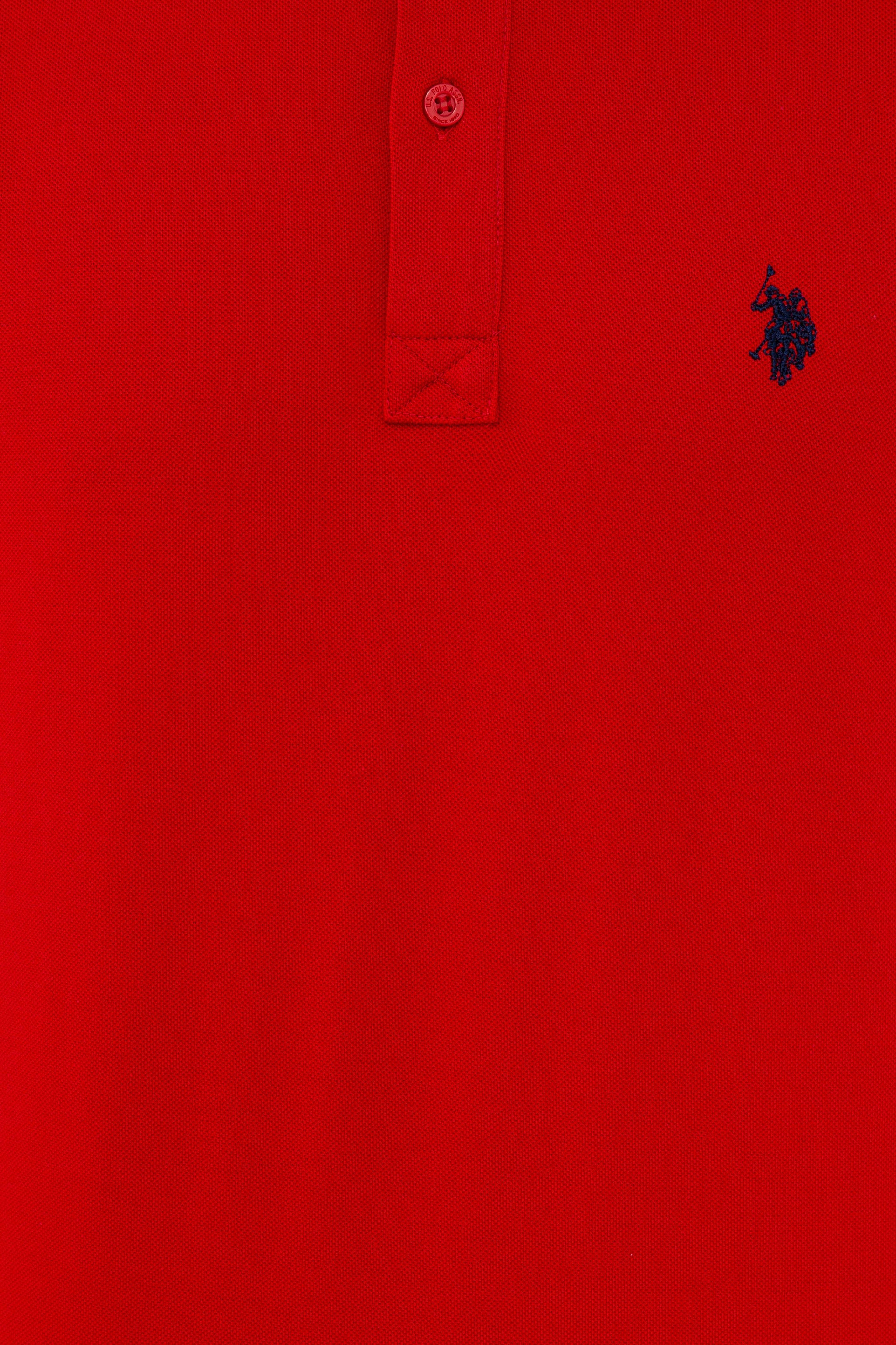 Erkek Kırmızı Basic Polo Yaka Tişört - Image 5