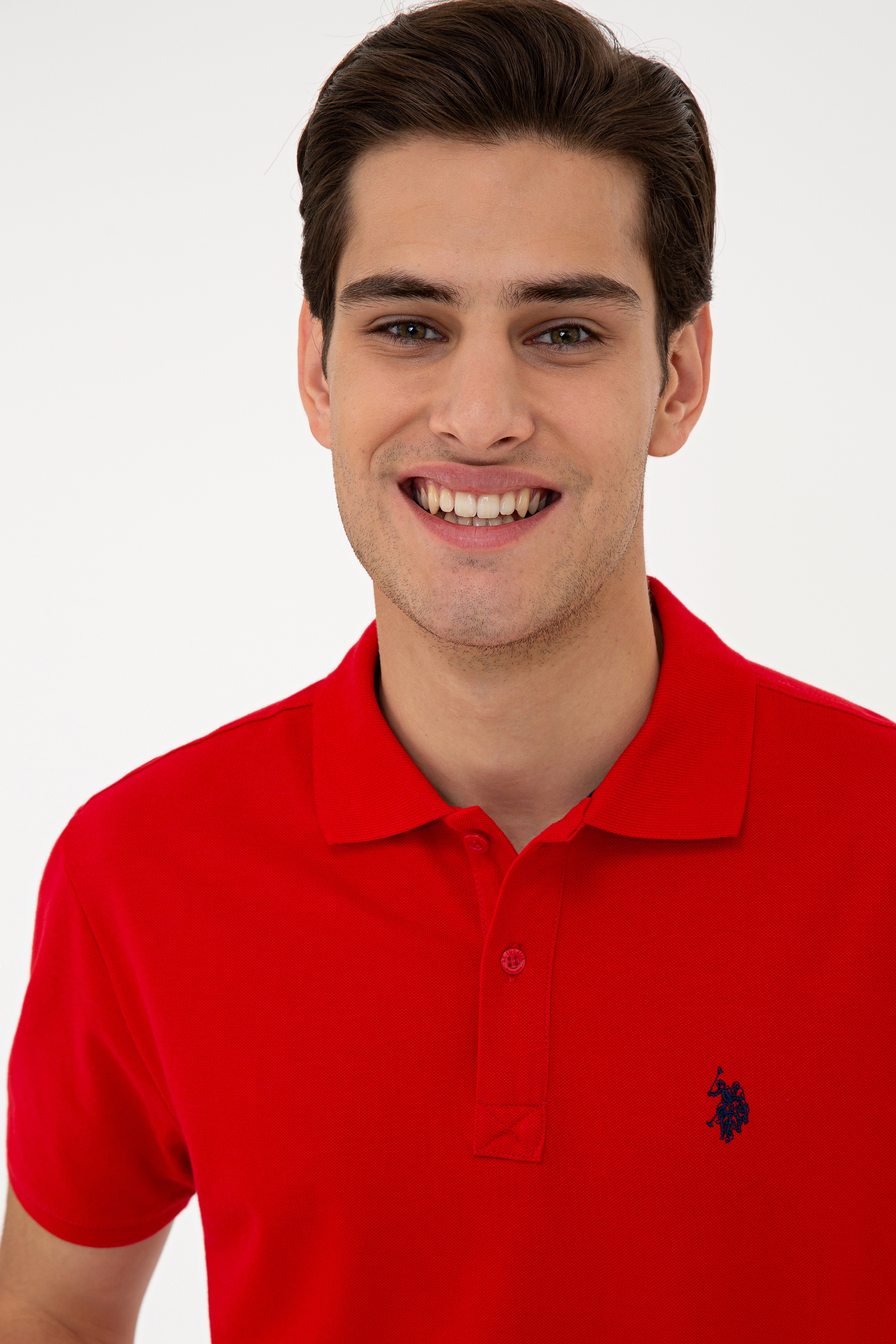 Erkek Kırmızı Basic Polo Yaka Tişört - Image 2