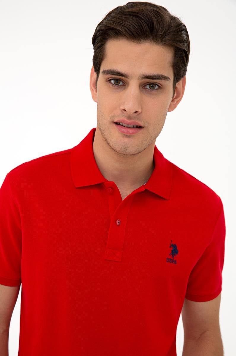 Erkek Kırmızı Basic Polo Yaka Tişört