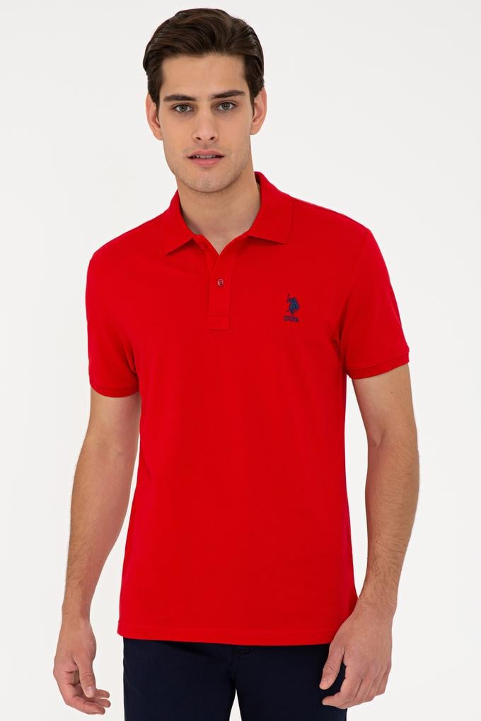 Erkek Kırmızı Basic Polo Yaka Tişört
