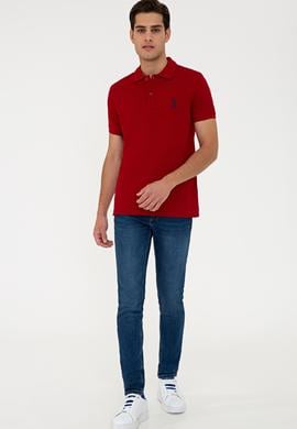 Erkek Bordo Polo Yaka Basic T-Shirt - 50232308138