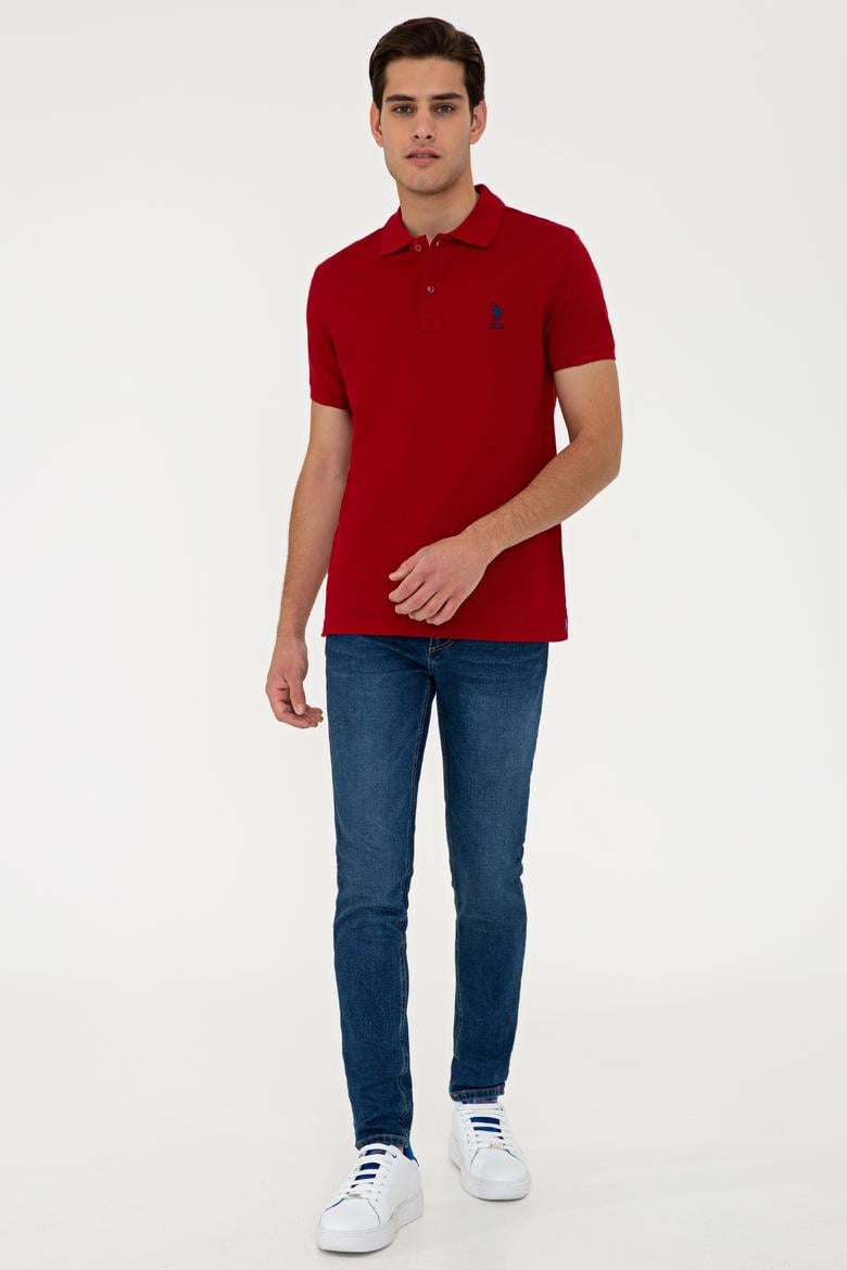 Erkek Bordo Polo Yaka Basic T-Shirt - 50232308138