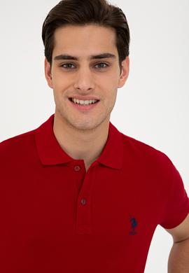 Erkek Bordo Polo Yaka Basic T-Shirt - 50232308138