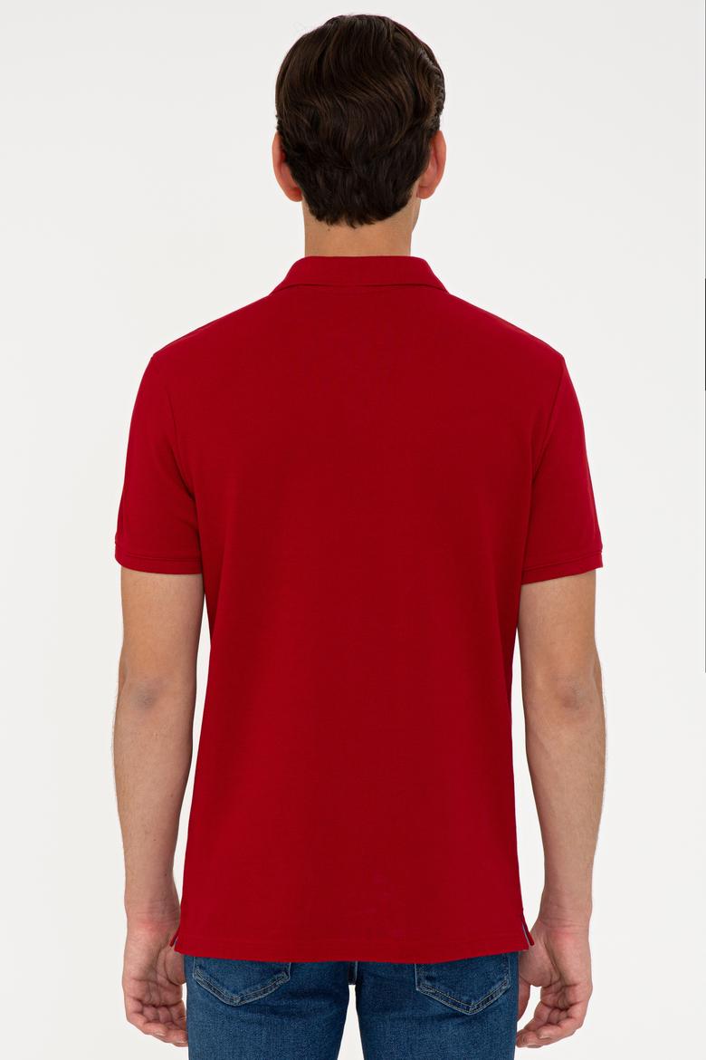 Erkek Bordo Polo Yaka Basic T-Shirt - 50232308138