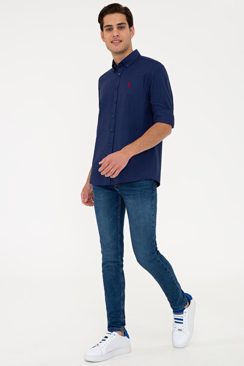 Erkek Düz Logo Lacivert Gömlek Basic - 50238007013
