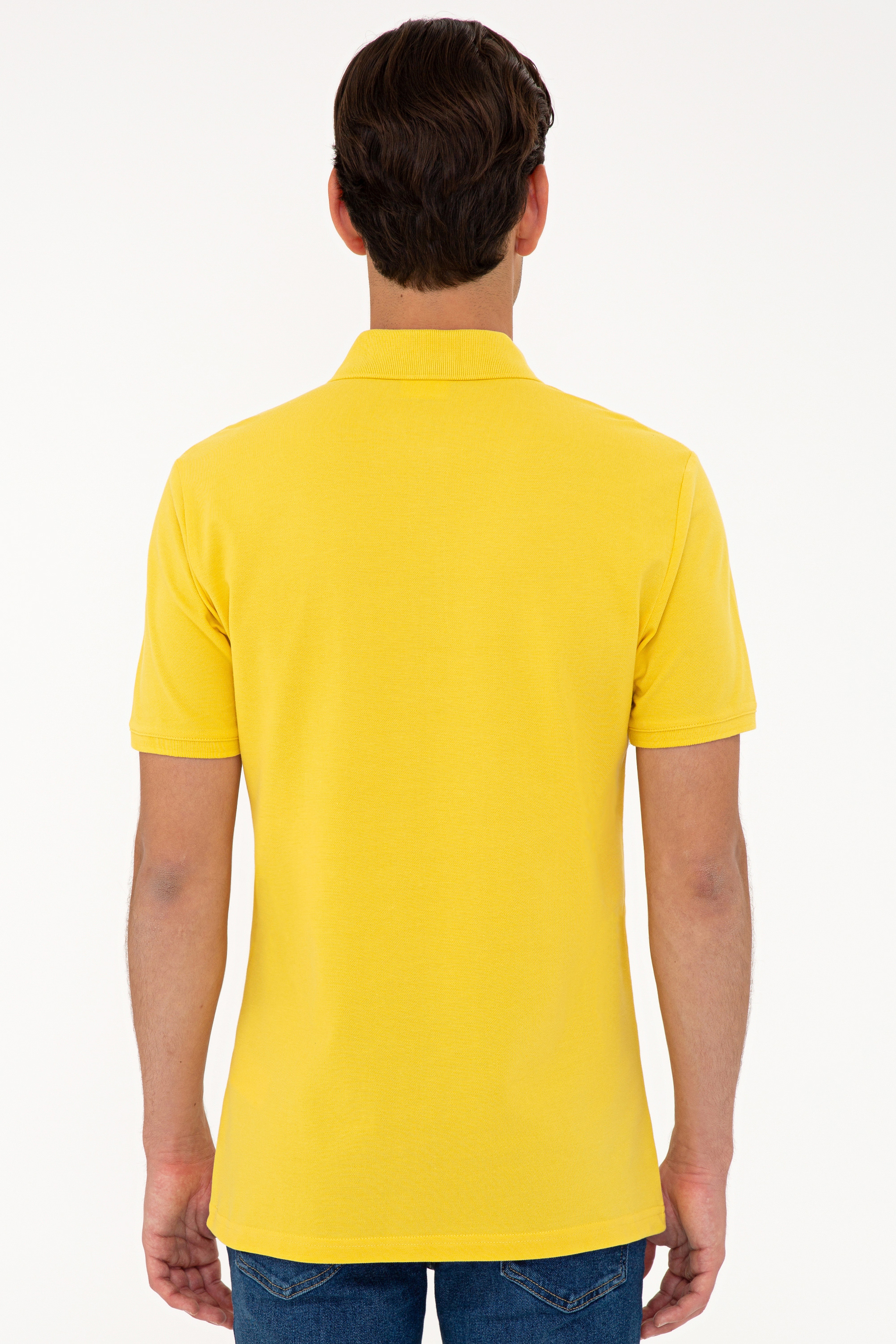 Erkek Açık Sarı Basic Polo Yaka Tişört - Image 3