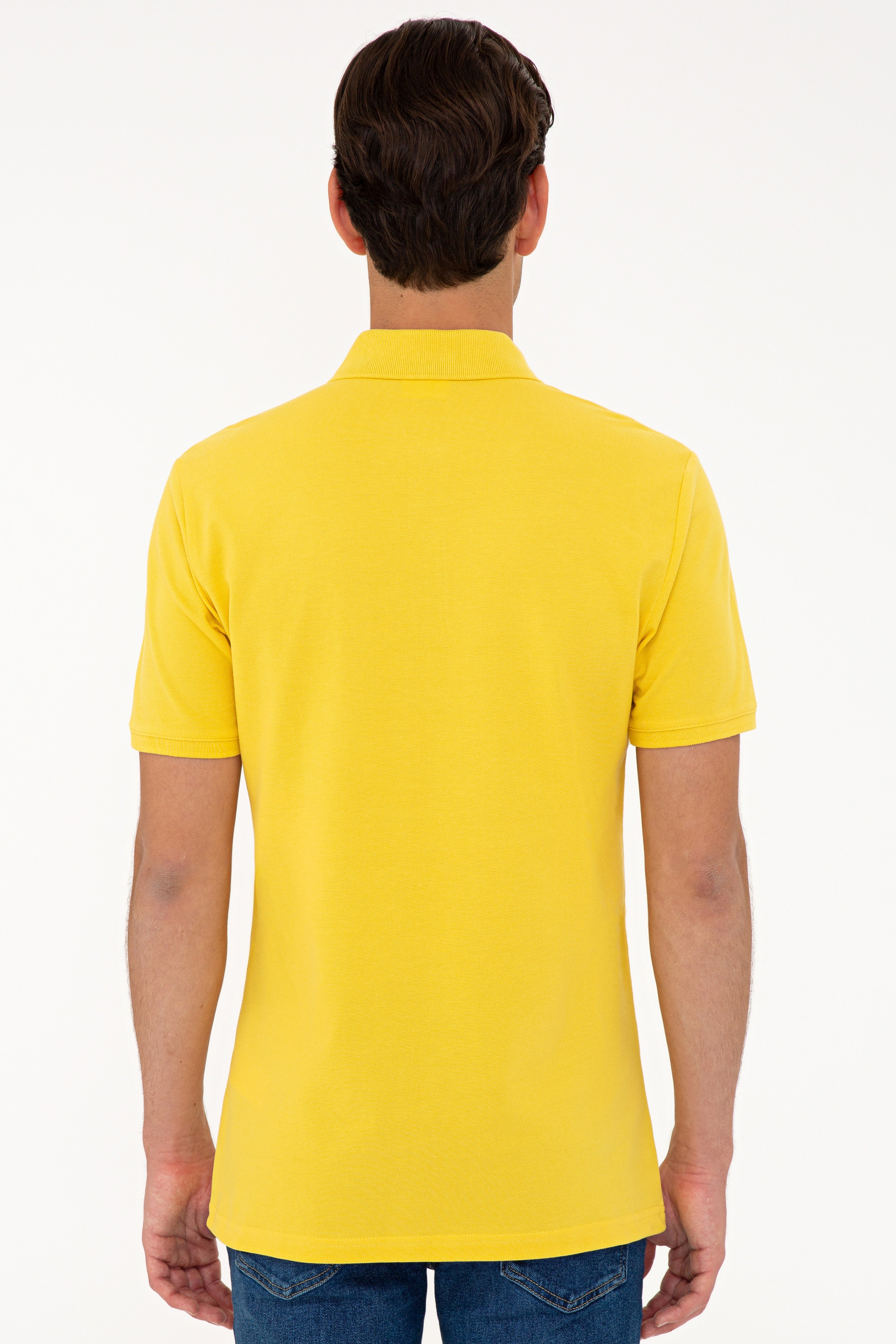 Erkek Açık Sarı Basic Polo Yaka Tişört