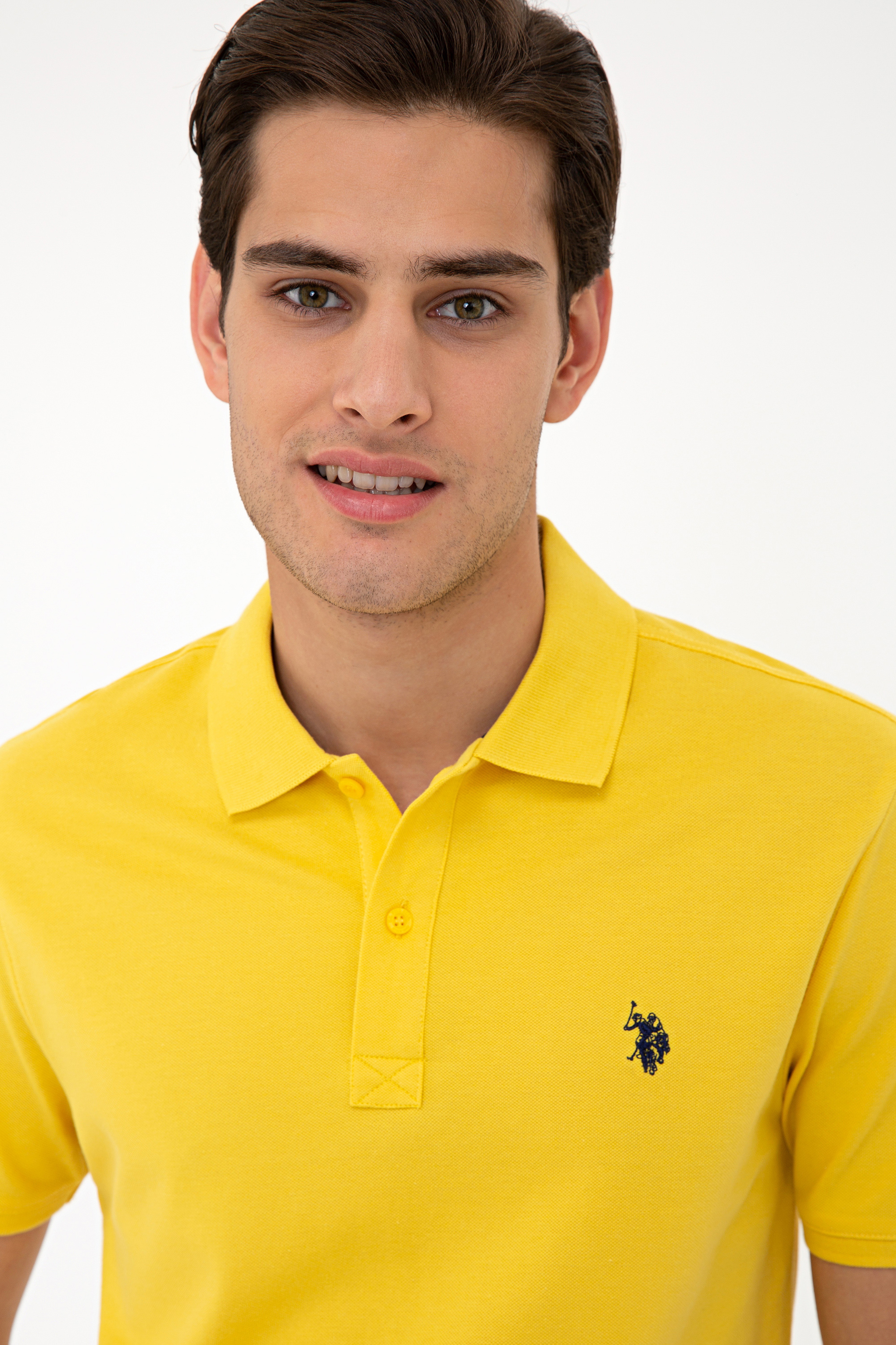 Erkek Açık Sarı Basic Polo Yaka Tişört
