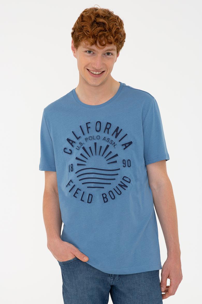 Erkek İndigo Bisiklet Yaka Tişört