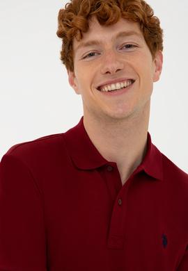 Erkek Plum Polo Yaka Basic T-Shirt - 50232303410