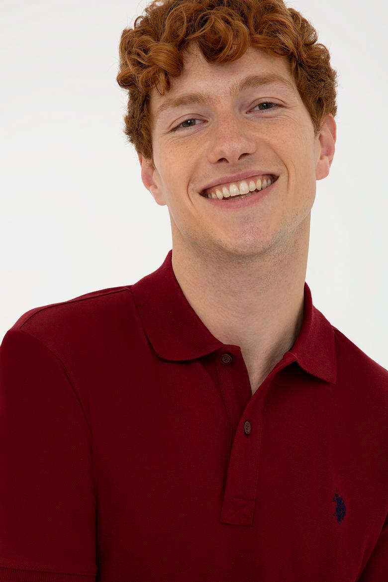 Erkek Plum Polo Yaka Basic T-Shirt - 50232303410