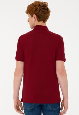 Erkek Plum Polo Yaka Basic T-Shirt - 50232303410
