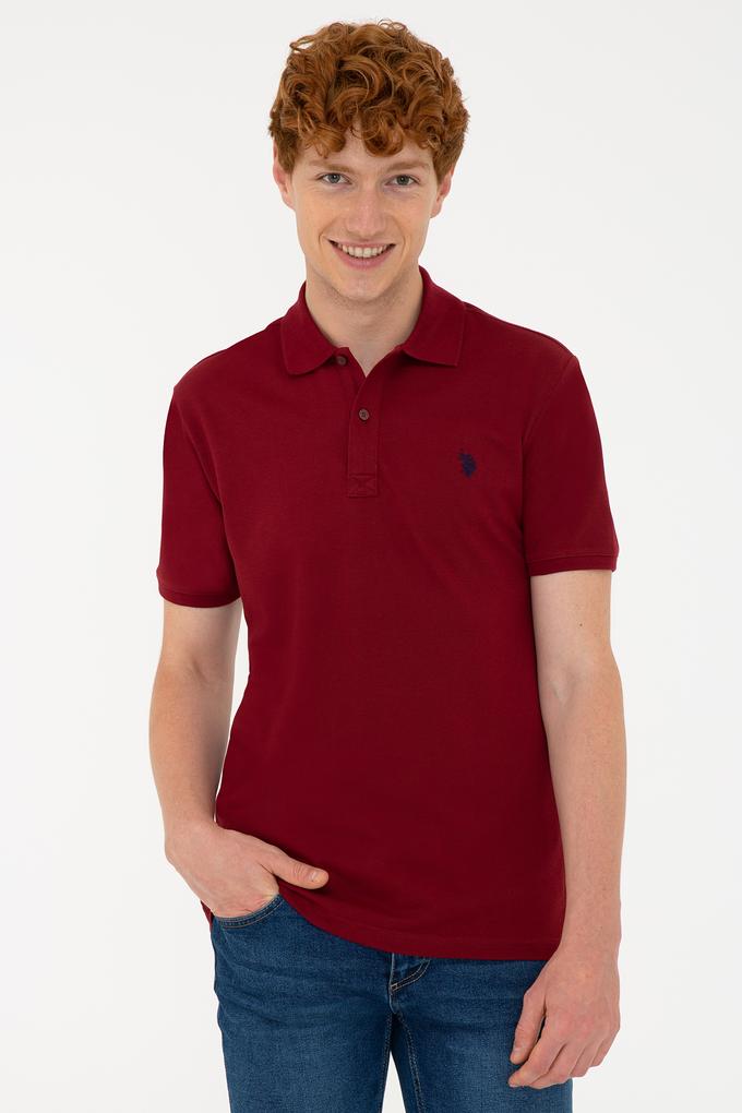 Erkek Plum Polo Yaka Basic T-Shirt